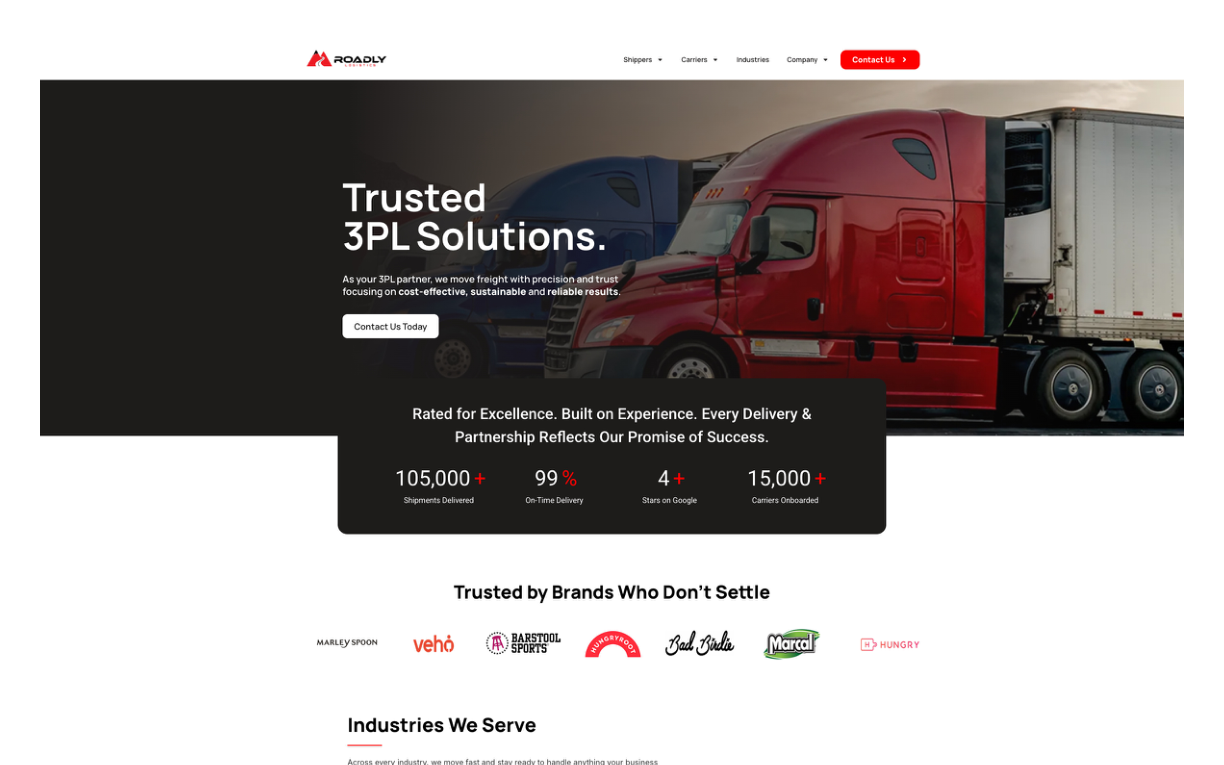 Roadly Logistics website screenshot