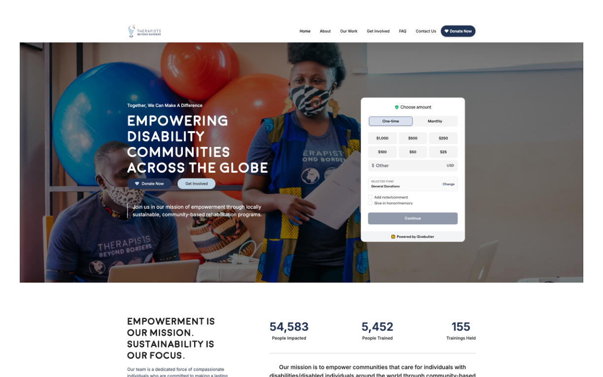 Therapists Beyond Borders website screenshot